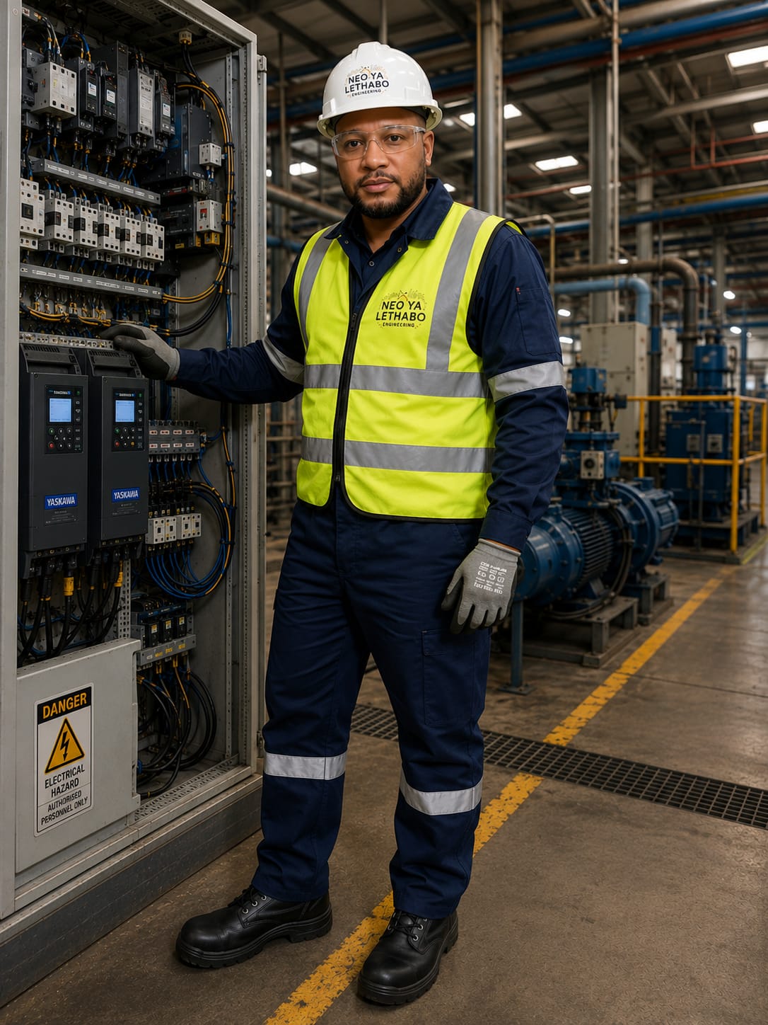 Neo Ya Lethabo engineer at industrial control panel